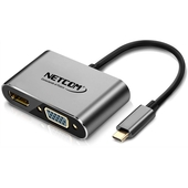 Adaptador USB C a VGA y HDMI Hembras Netcom