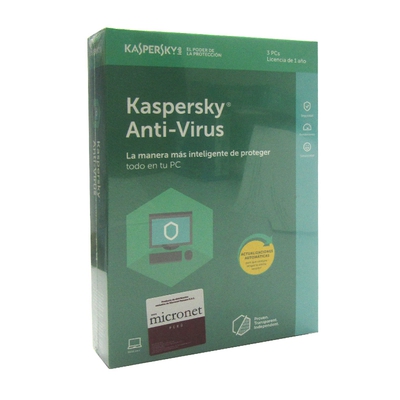 Adquiere tu Antivirus Kaspersky Para 3 PCs 1 año en nuestra tienda informática online o revisa más modelos en nuestro catálogo de Antivirus Kaspersky 