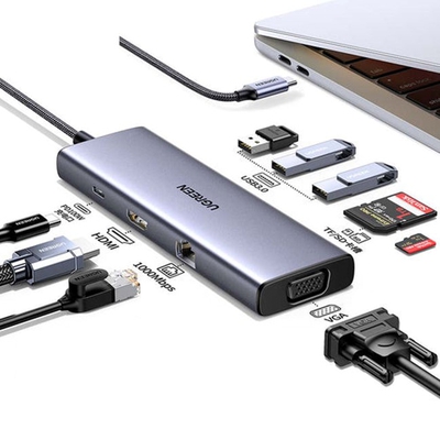 Adquiere tu Adaptador 9 en 1 Ugreen USB C a HDMI USB SD/TF RJ45 PD100W en nuestra tienda informática online o revisa más modelos en nuestro catálogo de Adaptadores Multipuerto Ugreen