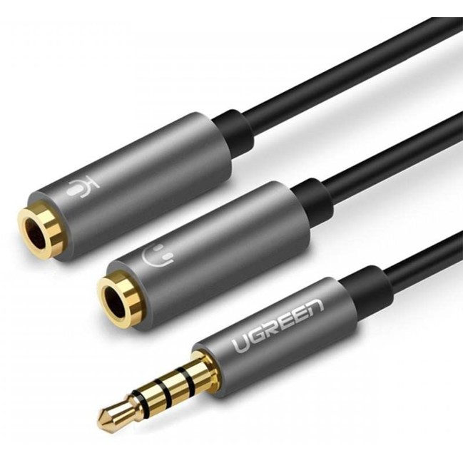 Cable De Audio y Micrófono 3.5mm Macho a 2 Hembras Ugreen