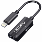 Adaptador Lightning a Jack 3.5mm y Puerto de Carga Netcom