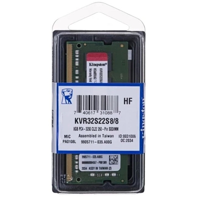 Adquiere tu Memoria Ram SODIMM Kingston 8GB DDR4 3200MHz No-ECC CL22 1.2V en nuestra tienda informática online o revisa más modelos en nuestro catálogo de SODIMM DDR4 Kingston