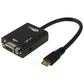 Adaptador Mini HDMI a VGA y Audio 3.5mm TrauTech Full HD