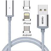 Cable USB-A 2.0 Magnético 3 en 1 Netcom de 1 Metro