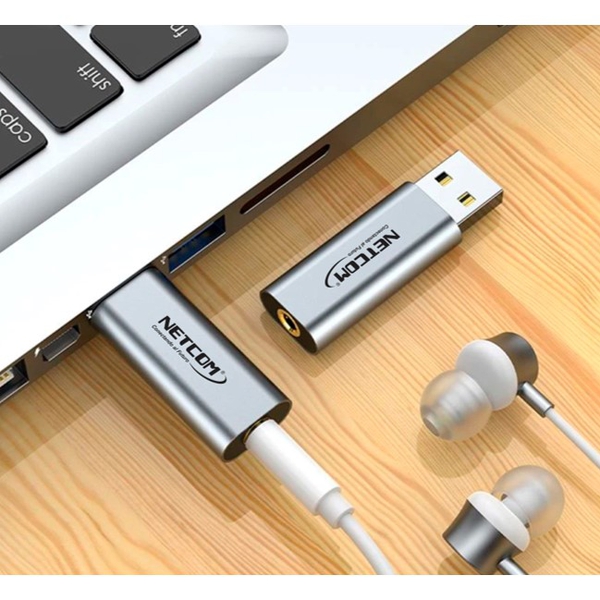 Adaptador Audio y Micrófono USB a 3.5mm TRRS 1 Canal Netcom