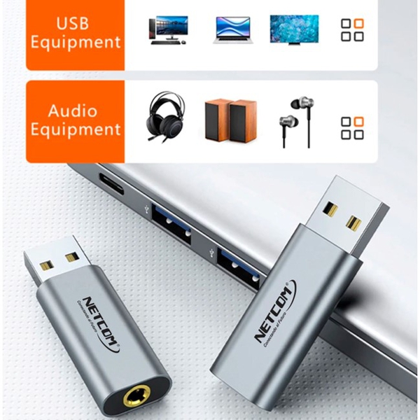 Adaptador Audio y Micrófono USB a 3.5mm TRRS 1 Canal Netcom
