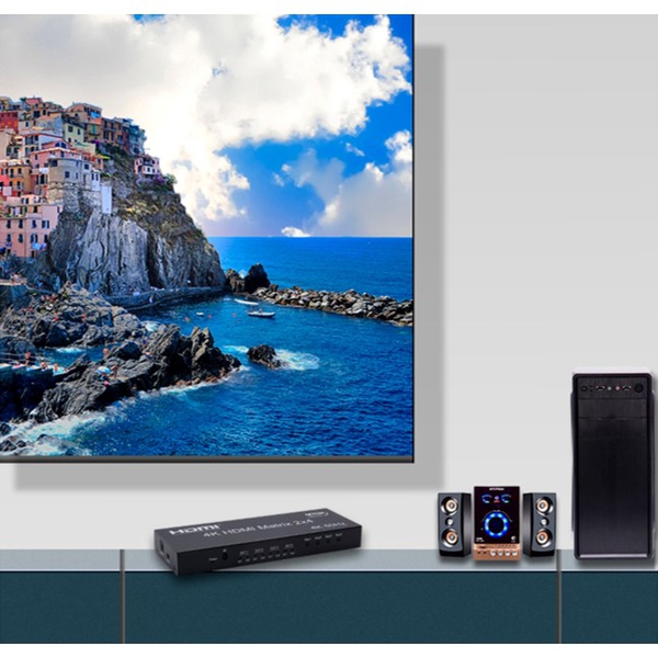 Matrix HDMI v2.0 De 2 Entradas y 4 Salidas Netcom