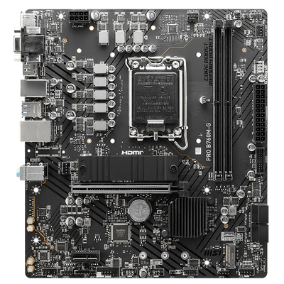 Adquiere tu Placa MSI PRO B760M-G Intel B760 LGA1700 HDMI DP VGA en nuestra tienda informática online o revisa más modelos en nuestro catálogo de Placas Madre MSI 