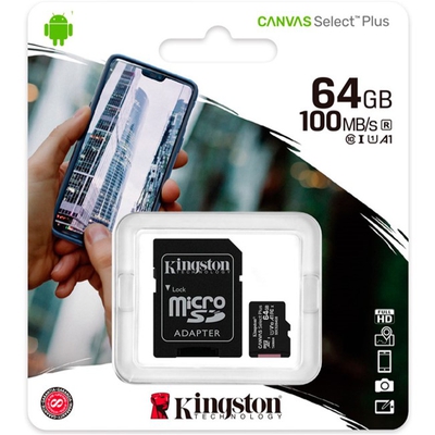 Adquiere tu Memoria MicroSD Kingston Canvas Select 64GB Adaptador SD en nuestra tienda informática online o revisa más modelos en nuestro catálogo de Memorias Flash Kingston