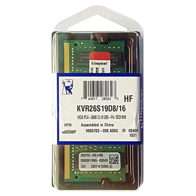 Adquiere tu Memoria Ram Kingston KVR26S19D8/16, 16GB, DDR4, SODIMM, 2666 MHz, CL19, non-ECC, 1.2V. en nuestra tienda informática online o revisa más modelos en nuestro catálogo de SODIMM DDR4 Kingston