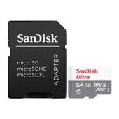 Memoria Ultra MicroSDHC SanDisk 64GB CL10 Incluye Adaptador SD