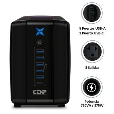 Adquiere tu UPS Interactivo CDP R-UPR758I 750VA / 375W 8 Salidas en nuestra tienda informática online o revisa más modelos en nuestro catálogo de UPS Interactivo CDP Chicago