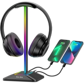 Soporte Para Auriculares RGB Para Juegos New Bee USB-C/USB-A
