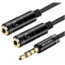 Cable Splitter de Audio Netcom 1 Macho a 2 Hembras 3.5mm Negro