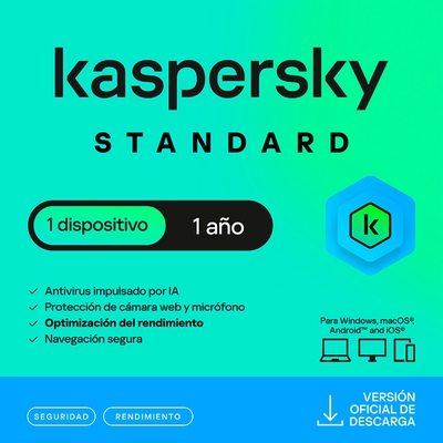Adquiere tu Antivirus Kaspersky Standard 1 PC 1 Año Física Plastificada en nuestra tienda informática online o revisa más modelos en nuestro catálogo de Antivirus Kaspersky 